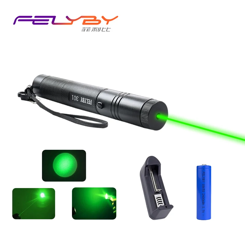 FELYBY 301 Высокая мощность Зеленая лазерная указка перезаряжаемая литиевая батарея
