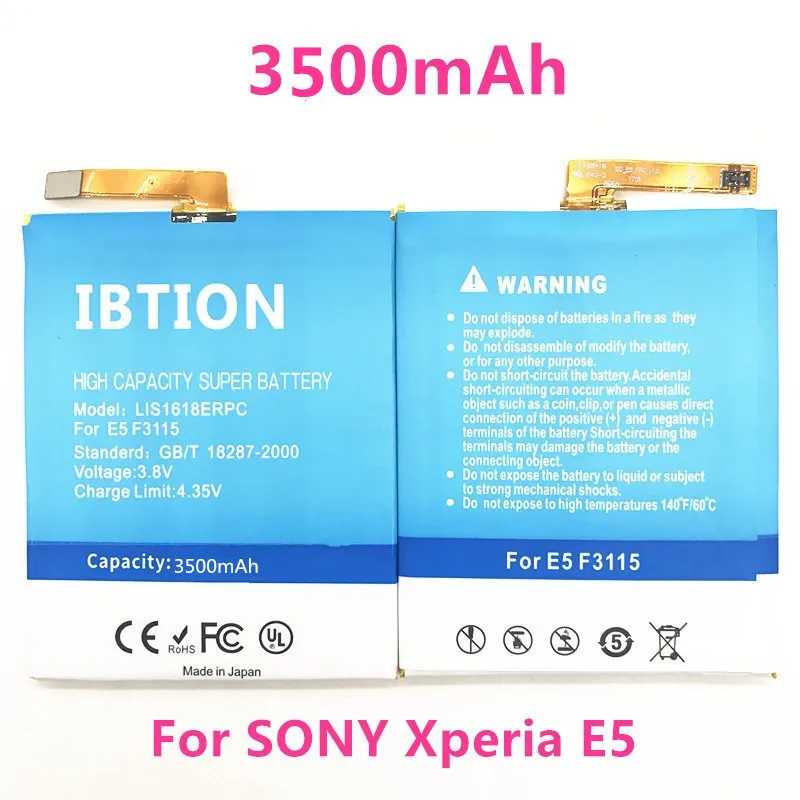 Аккумулятор IBTION 3500 мАч LIS1618ERPC для SONY Xperia XA (F3111) E5 F3313 F3112 F3116 F3115 F3311|Аккумуляторы