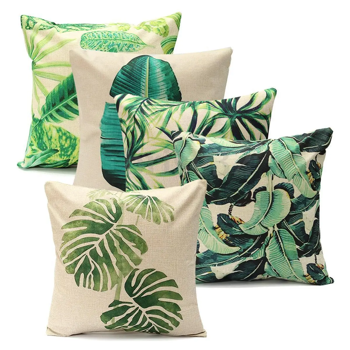 Тропические растения зеленые листья монстера накидки на подушки цветок