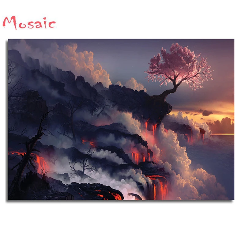 Круглая квадратная Алмазная вышивка пейзаж Картина из страз Rime картина облако