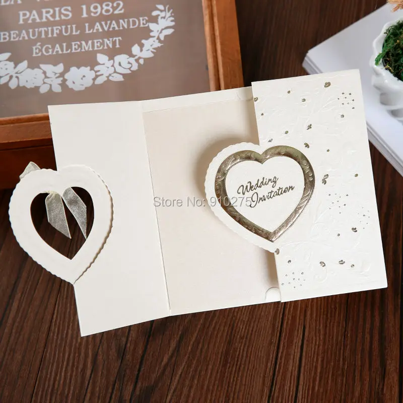 50 шт. лазерная резка сияющее сердце любовь свадебные приглашения Роскошные