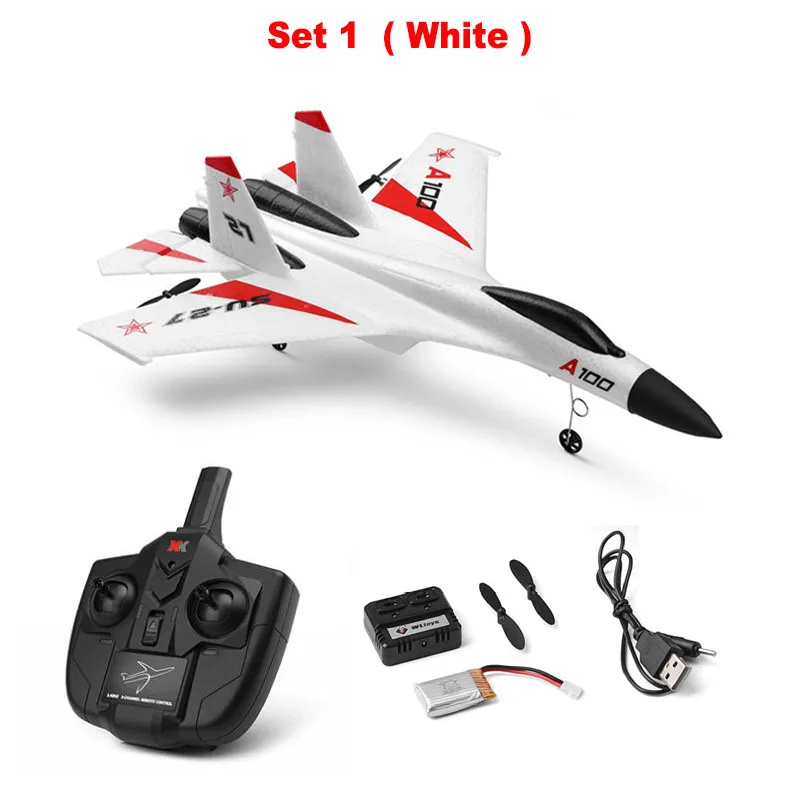 set1 Wltoys XK A100-SU27 радиоуправляемый самолет 2,4 г 340 мм 3CH самолет с фиксированным крылом наружные радиоуправляемые игрушки летающий самолет с дистанционным управлением детский подарок - Цвет: set1