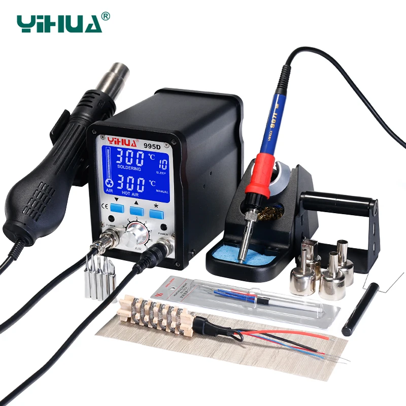 YIHUA 995D новое обновление 720 Вт паяльная станция 2 в 1 горячий воздух пистолет 60