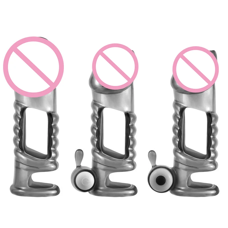 Многоразовые вибрационные Презервативы с длинным рукавом для пениса мужчин