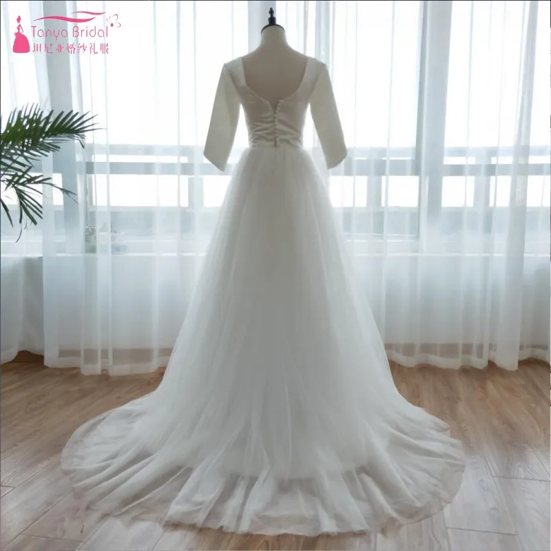 Платья с полурукавами А силуэта для свадьбы 2018 г. Пляжное Платье позднего лета