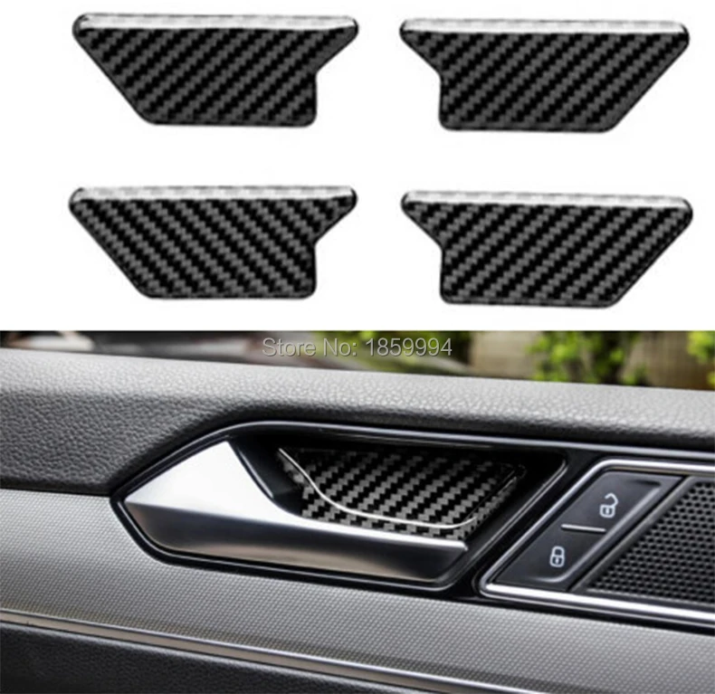 Углеродное волокно внутренняя дверная ручка чаша крышка наклейка Накладка для VW