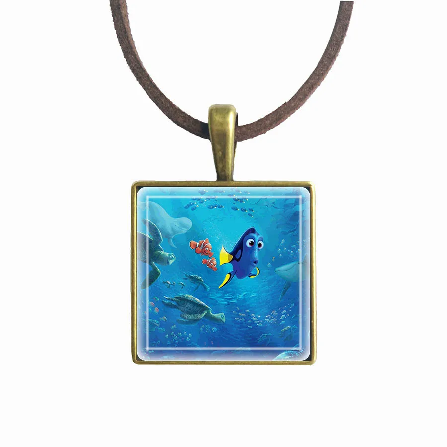 Квадратное ожерелье в виде рыбки клоуна рыбка Немо подвеска животных|movie jewelry|anime