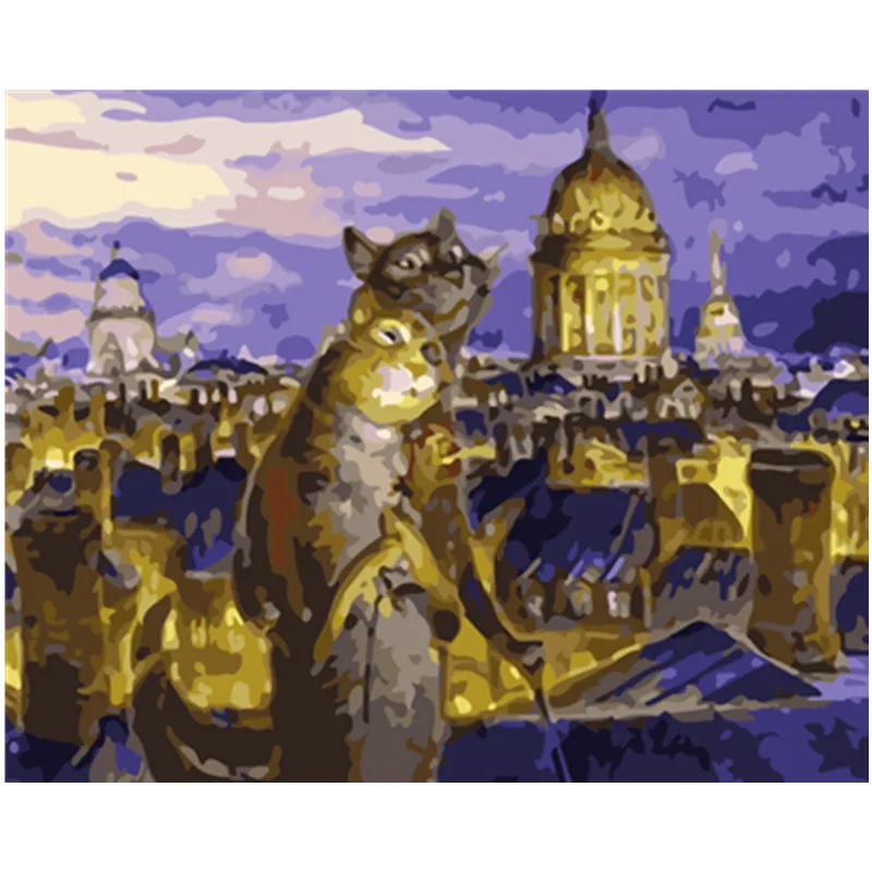 Картина по номерам DIY Прямая поставка 40х50 50х65 см Happy cat lovers животное холст