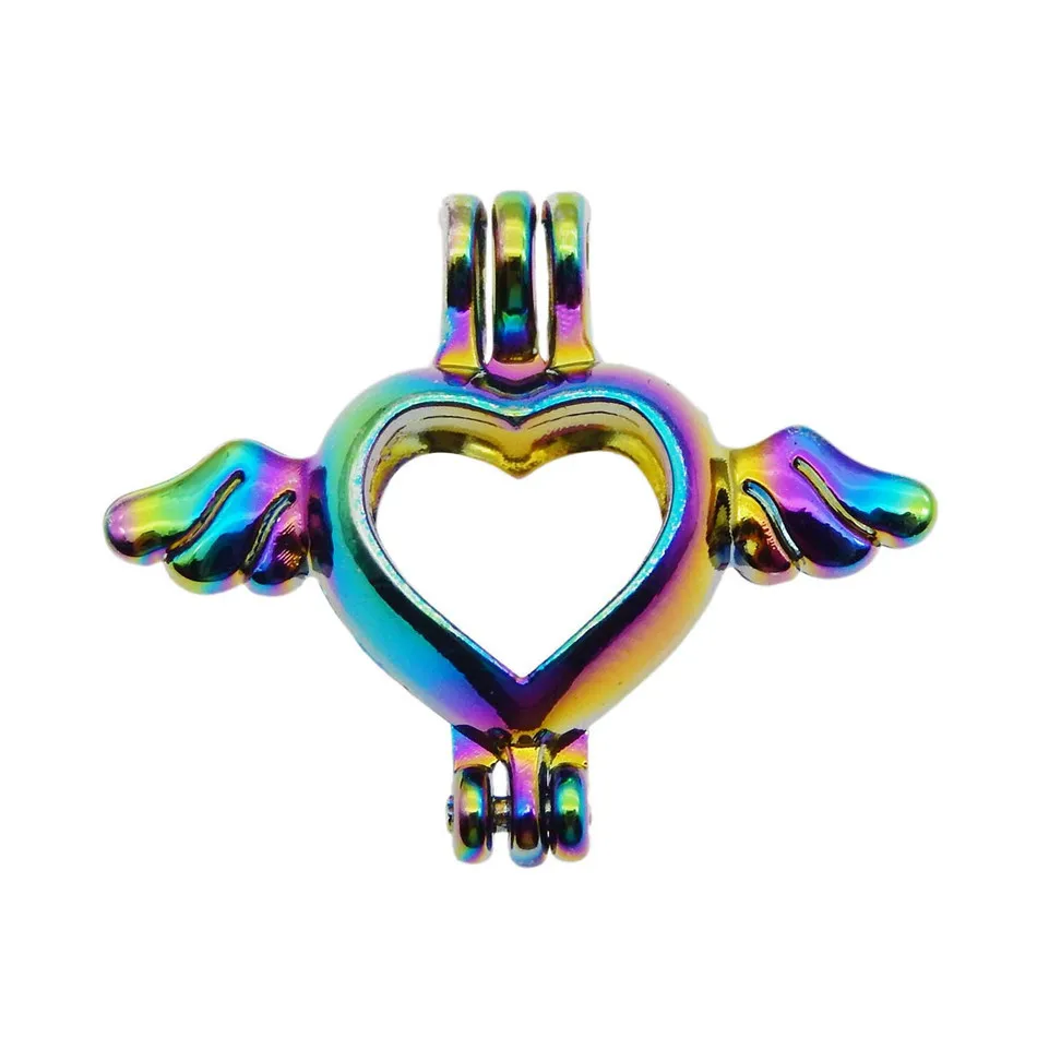 10 шт. радужных цветов цинковый сплав жемчужная клетка подвески очаровательное