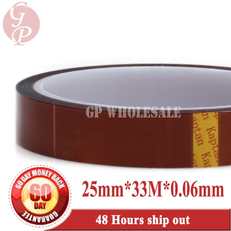 

Free Shipping, 1x 25mm*33M *0.06mm High-Quality BGA Polyimide tape High Temperature tape Resistant Adhesive Tape