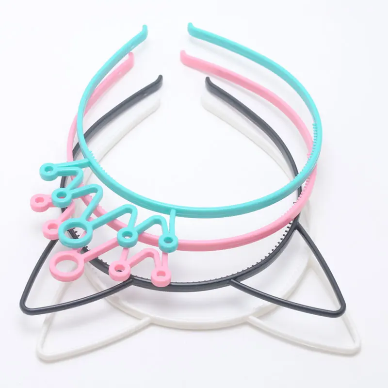 4 шт./лот прелестные модные туфли Кот уха Hairbands Для женщин девушек Зубы волос Группа Головные уборы оголовье аксессуары для волос - Цвет: Pink Blue  B W