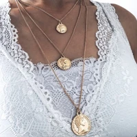 layered necklace coin necklace metal gold 2021 colar ketting chain for women bohemia vintage collar mujer bjoux femme gift