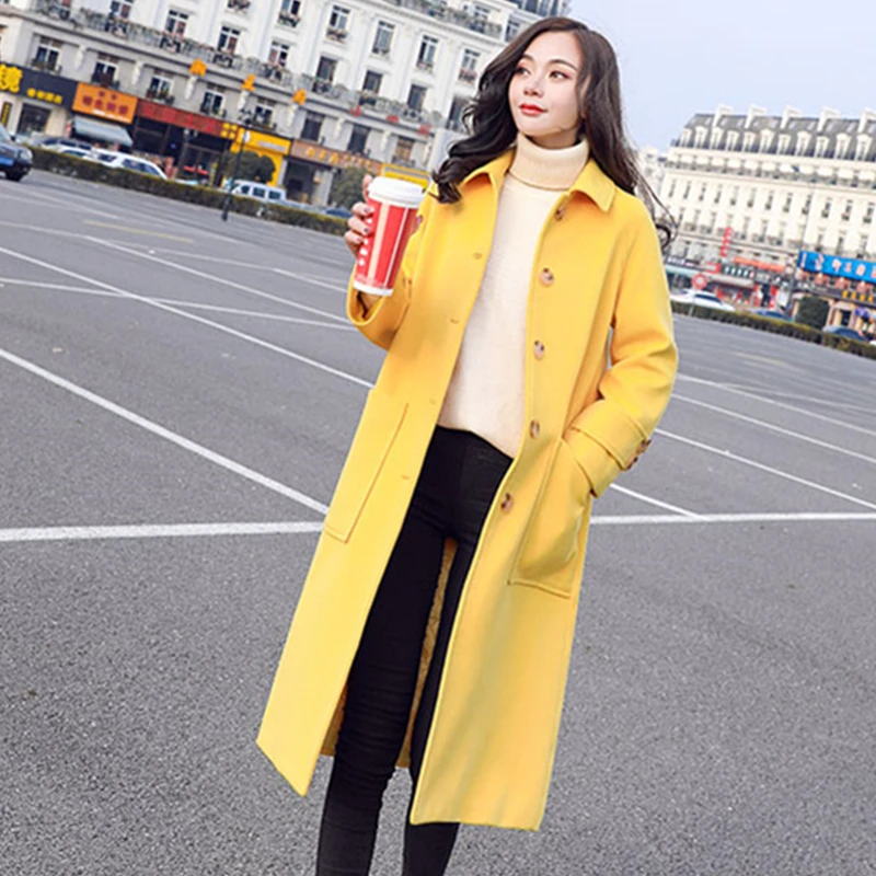 Осень-зима Для женщин двусторонний кашемир куртка теплая верхняя одежда