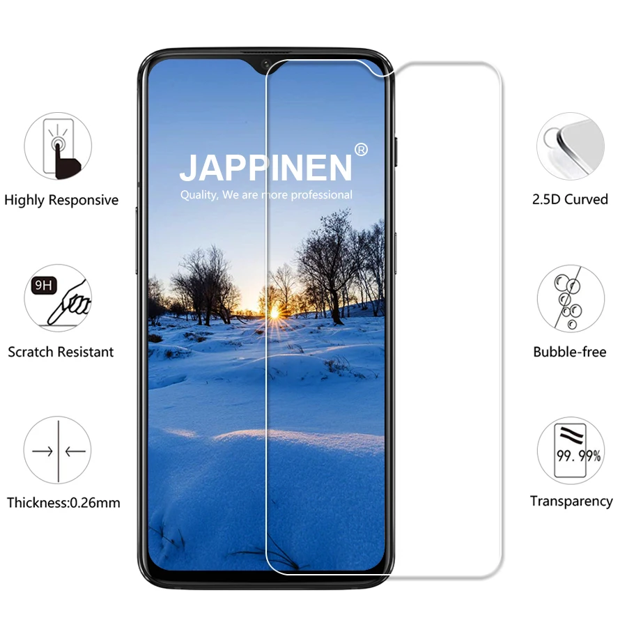 Jappinen 2Pcs/lot Tempered Glass for OnePlus 6T Screen Protector 9H 2.5D Explosion Proof Protective Film | Мобильные телефоны и