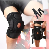 aolikes knee brace with metal plate support professional sports safety knee support black knee pad guard protector strap