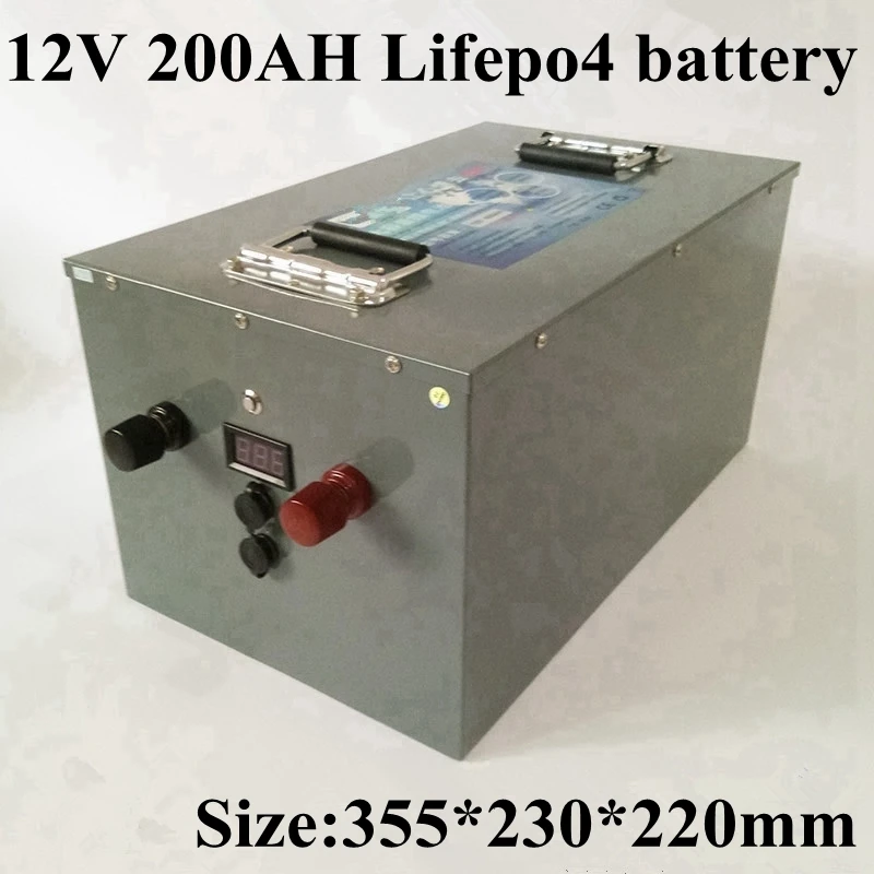 12V 200AH Lifepo4 аккумулятор с ЖК 4S BMS для глубокого цикла гольф кары UPS EV солнечное