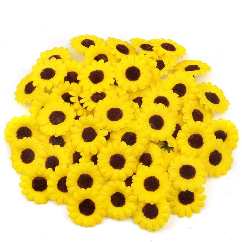 

30pcs Mini Silk Sunflower Artificial Daisy Flower Head For Wedding Party Decoration DIY Scrapbooking Wreath Craft Fake Flowers