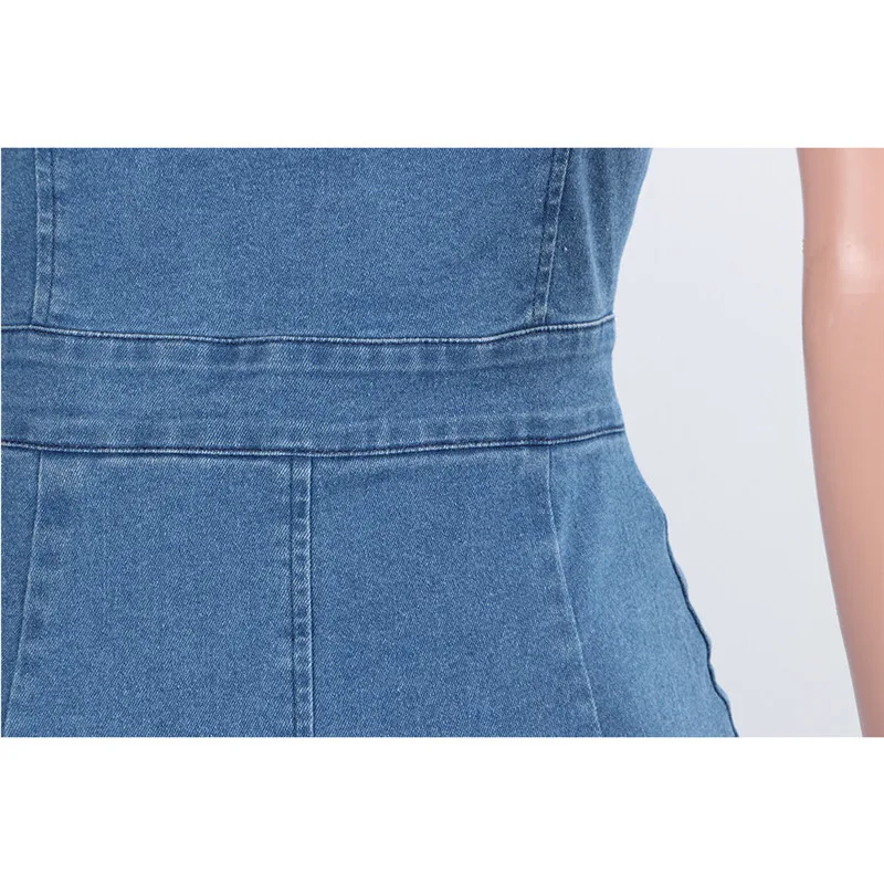 Сексуальное джинсовое платье для женщин на тонких бретельках с открытой спиной и