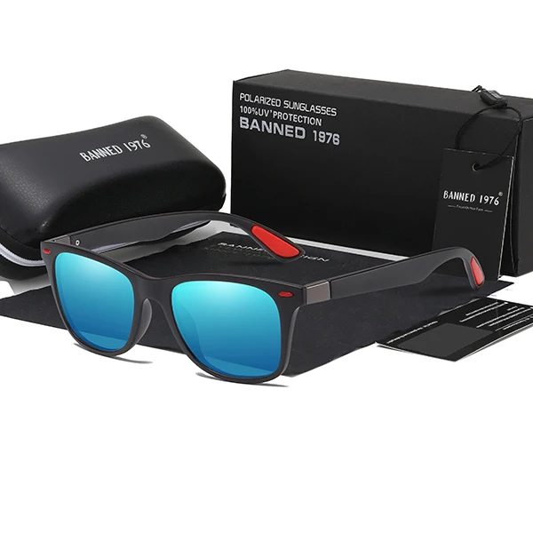blue lens Крутые HD поляризованные мужские солнцезащитные очки с защитой от уф400 лучей, модные брендовые новые женские солнцезащитные очки для вождения с подарочной коробкой - Цвет линз: blue lens