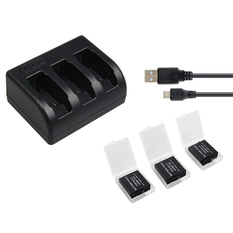 Mount Dog 3 шт. батарея с тремя портами USB зарядное устройство для GoPro Hero 7 6 5 черный
