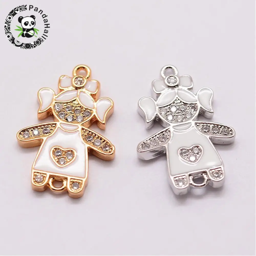 10 шт. золотистые Платиновые шармы с эмалью для браслетов|nickel free|cubic zirconiamicro pave |