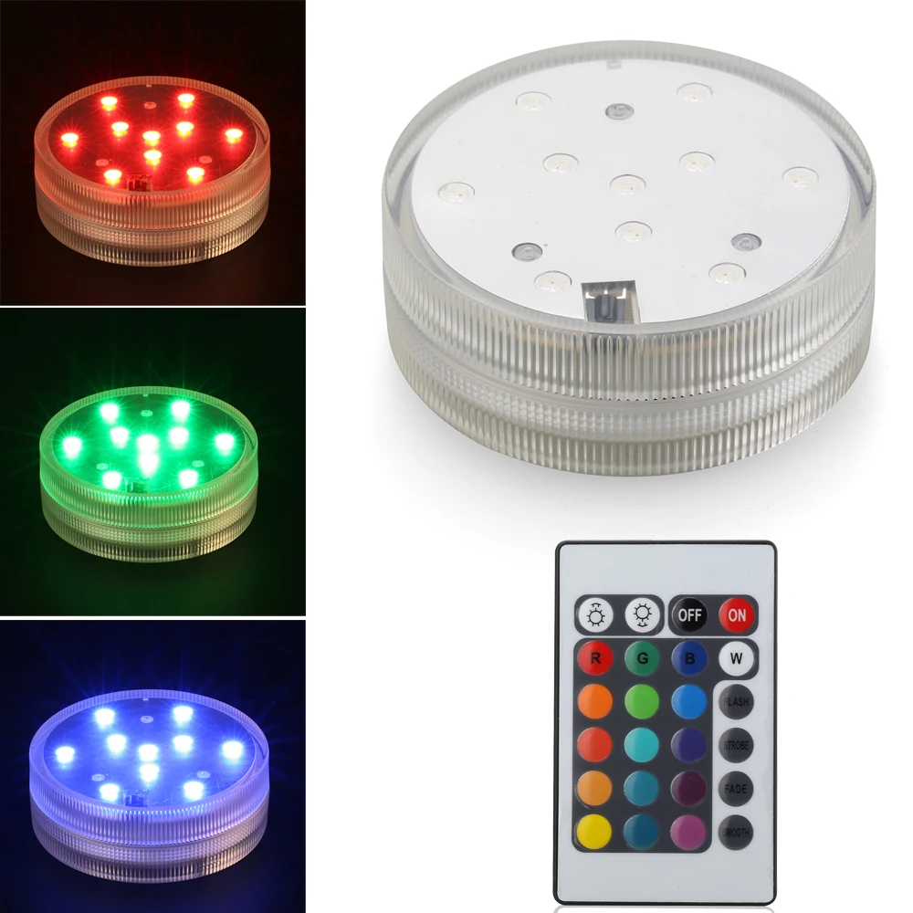 20pcs/Lot 3AAA Battery Operated Changeable RGB LED Submersible LED Light  Floralyte Underwater Waterproof Vase Light For Decor