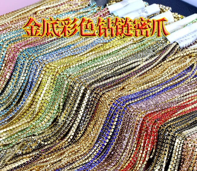 SS4 SS6 SS8 SS10 SS12 SS16 стразы серебро золото чашка цепочка с подвеской в виде лапы плотные с украшением в виде кристаллов Стразы цепочка с подвеской в виде лапы A89