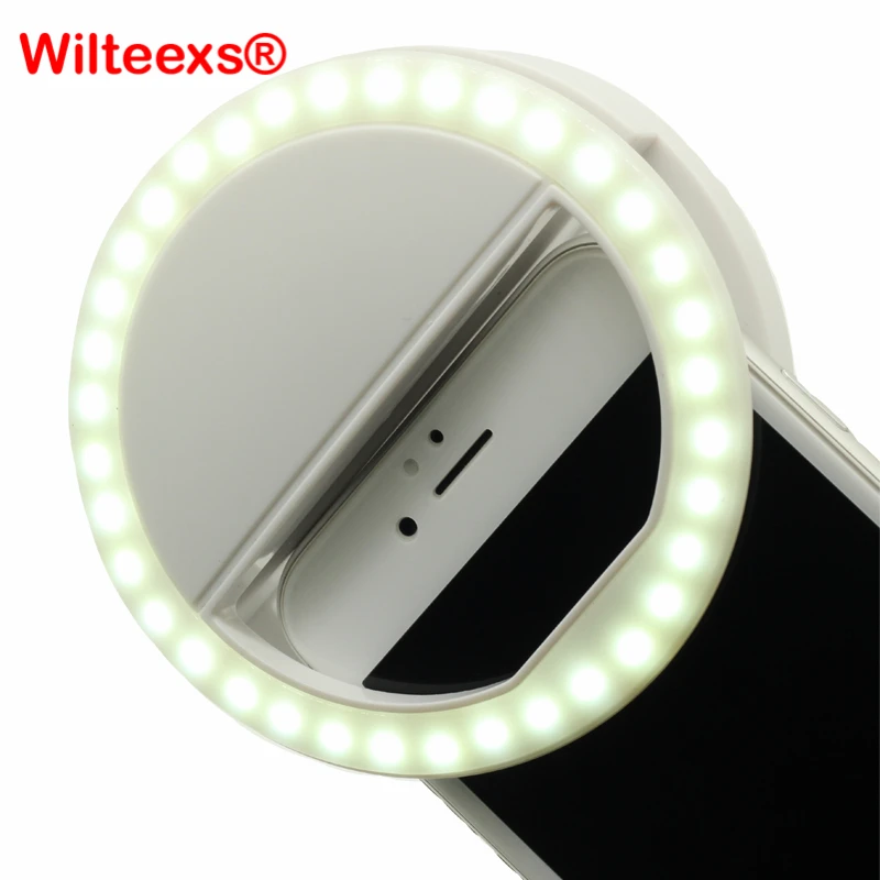 WILTEEXS 36 светодиодный портативный светодиодный фонарик-вспышка для камеры с зажимом для мобильного телефона, кольцевой светильник для селфи, видео-светильник для улучшения ночной съемки