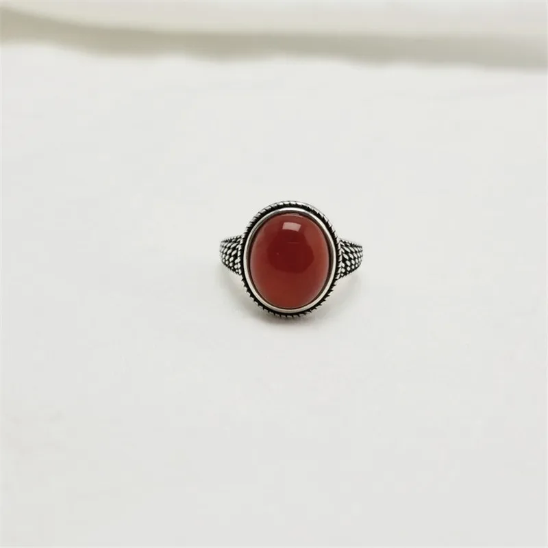 Red Agate Зеленый/красный/черный оникс, натуральный камень, 925 пробы, серебряная сетка, Женское кольцо, старинное Серебро S925, овальный камень, Винтажное кольцо OL - Цвет основного камня: Red Agate