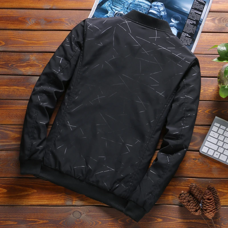 Куртка мужская приталенная с принтом Повседневная модная верхняя одежда K15