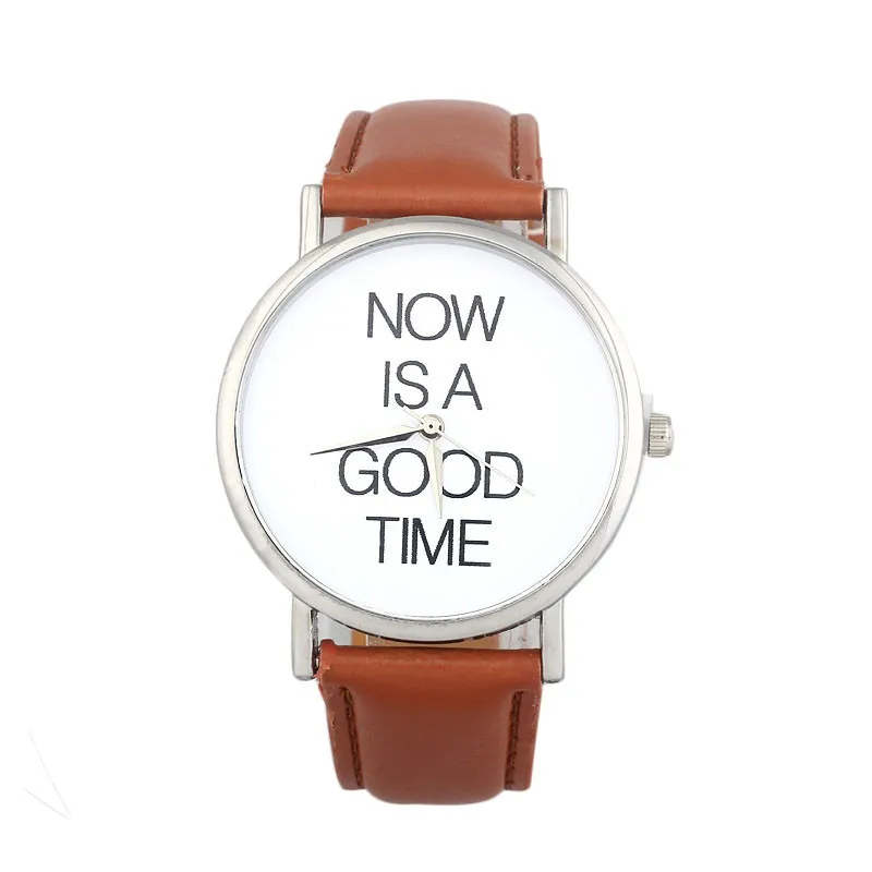 Relojes hombre теперь является хорошим временем шаблон для женщин для мужчин кожаный ремешок аналоговые кварцевые круглые Мужские Женские часы erkek kol saati - Цвет: Коричневый