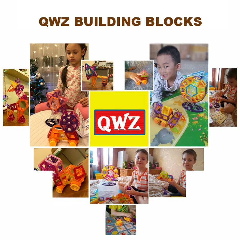 Бренд QWZ 215 шт. Мини магнитные блоки строительные игрушки кирпичи магнит