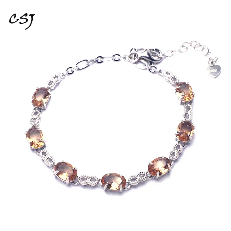

CSJ Zultanite Bracelet Sterling 925 Silver Oval Cut Created Sultanite 5*7mm Color Chance Fine Jewelry Women Wedding Party Gift