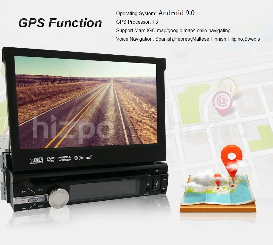 Универсальный 1 din Android 9 0 четырехъядерный CarDVDplayer GPS 4GWifi BT Радио 2 Гб RAM 32 ROM 4G SIM LTE