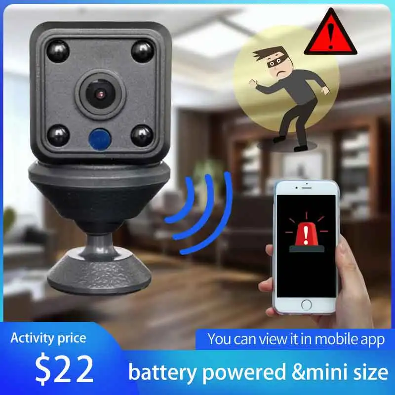 Встроенный аккумулятор 1080P Мини WiFi камера Ip Cctv беспроводная безопасность HD