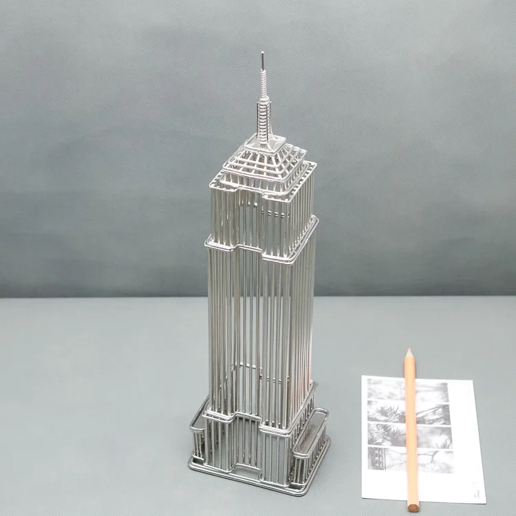 Steel Wire Model Doodles Destinations Empire State Building Architecture Replica Statue Card Holder and Award