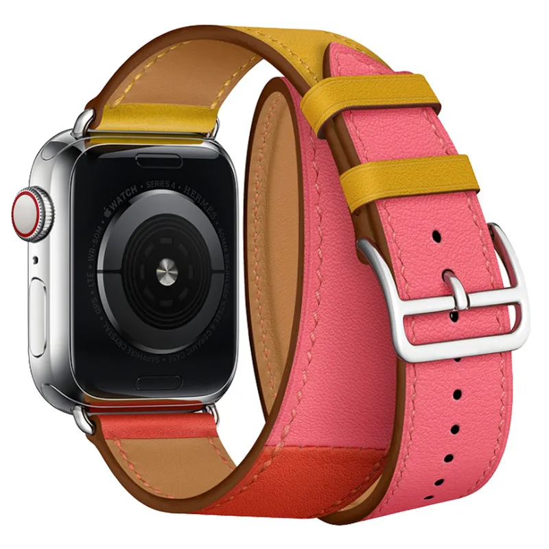 Replace Double Circle Leather Strap For Iwatch 38 40 42 44mm Breathable Watchband Apple Watch Band Series4 2 3 1 Accessories | Наручные