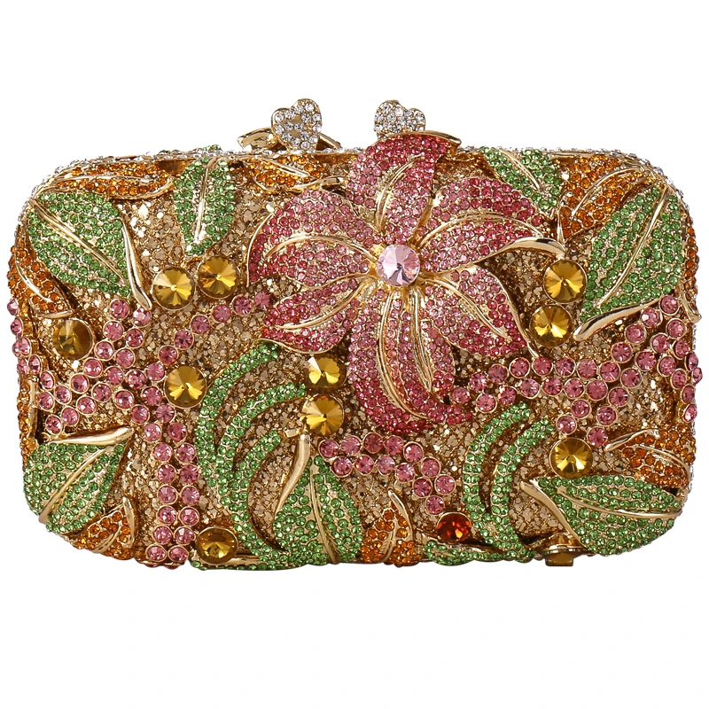 Редиска винтажные женские вечерние клатчи сумка аксессуары роза цветок кристалл