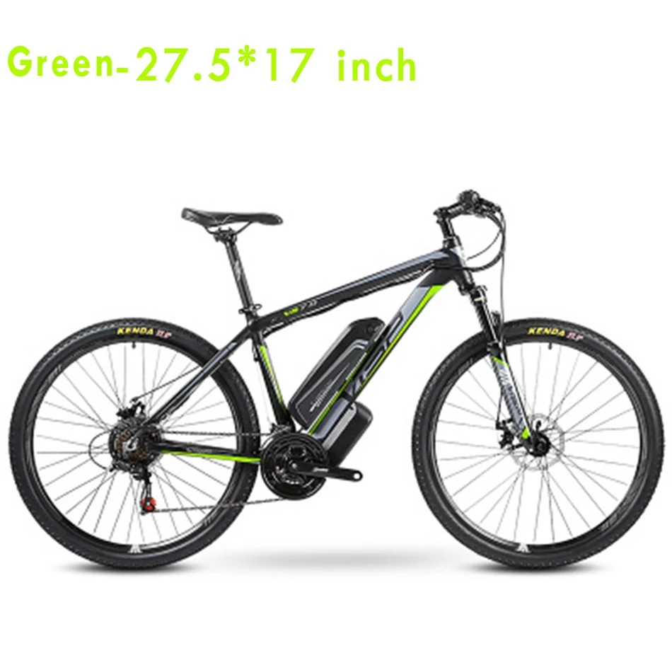 Green-27.5X17 inch Ebike мотоцикл 21 Скорость электромобиль Электрический мотоцикл дисковый тормоз 26 27,5 дюймов 38V10Ah литиевых Батарея задний привод Алюминий сплава рама горный велосипед - Цвет: Green-27.5X17 inch