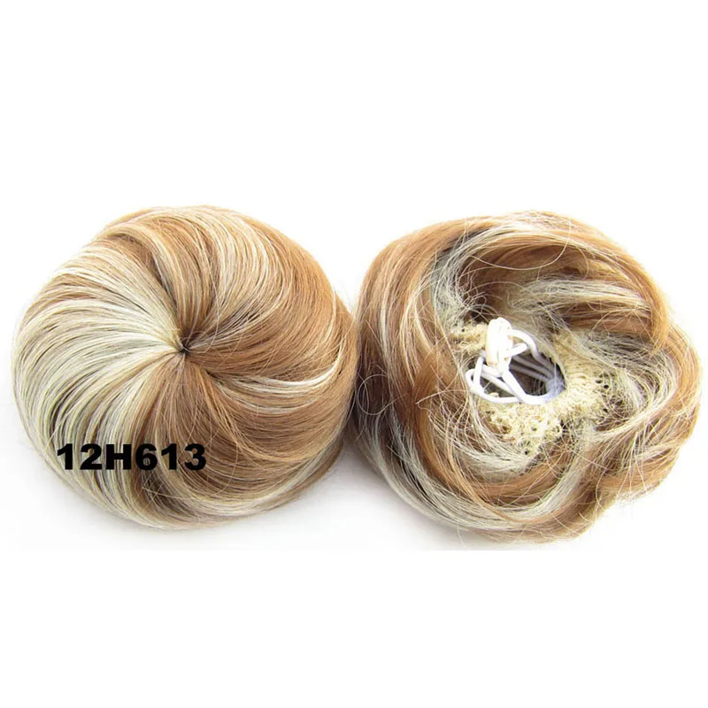 12H613 Jeedou синтетические волосы шиньон круглые сферические Updos прямые волосы клип на пучок волос валик-бублик светло-коричневые цветные шиньоны - Цвет: 12H613
