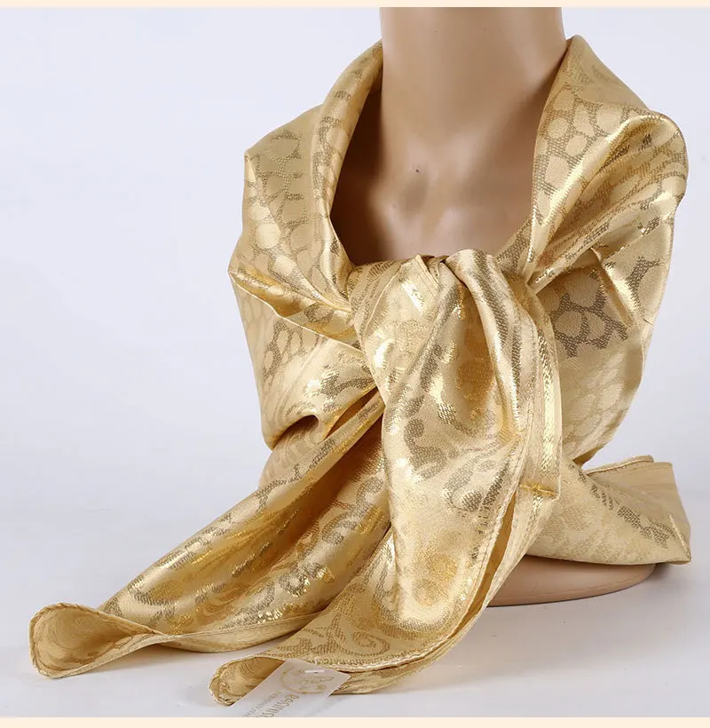 Мусульманская шаль Hjiab Ультралегкая из 100% шелка с жаккардовым квадратом в стиле