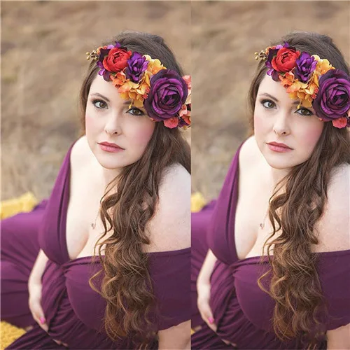 Rose Purple Puseky платье для беременных фотосессия платье макси для беременных с разрезом спереди для беременных свободное сексуальное платье для беременных реквизит для фотосессии 7 цветов - Цвет: Rose Purple