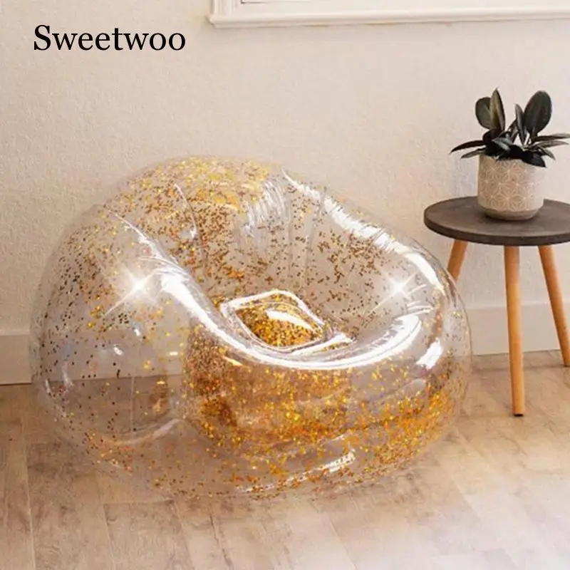 Открытый блестящие конфетти надувной шезлонг ленивый мешок воздушный диван