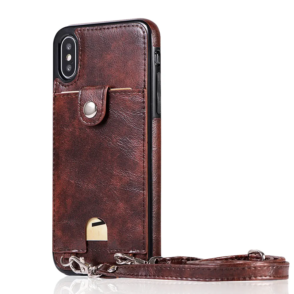 Brown Модный чехол с ремешком на шею для iPhone 11 Pro Max XR XS X 8 7 6s plus samsung Galaxy S10 S9 S8 plus S10e Note 10 plus 9 8 - Цвет: Brown
