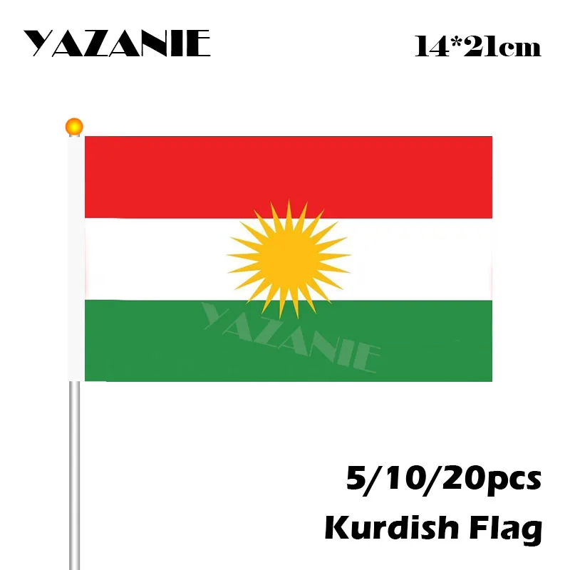 YAZANIE 14*21 см 5/10/20 шт курдский ручной флаг баннер развевающийся национальный с