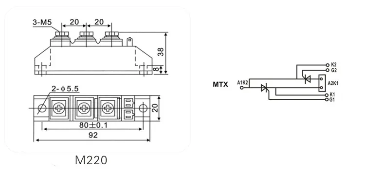 Тиристорный модуль MTX 40 А 1600 в