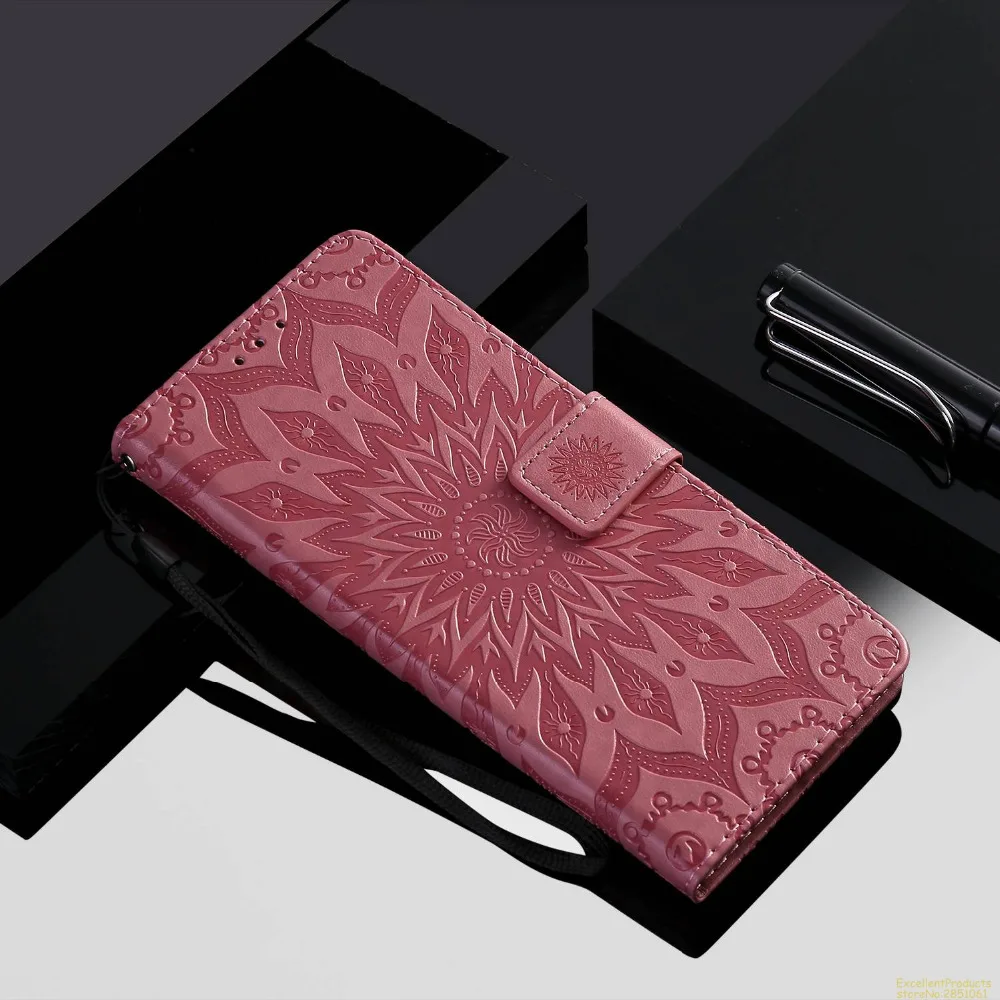 Чехол для Xiaomi Redmi Note 6 PRO из кожи с рельефным изображением Кошелёк на магните