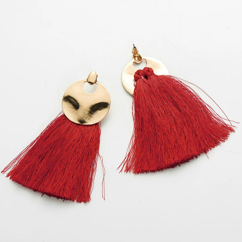 Bohemian Big Tassel Drop Earrings For Women Vintage Golden Round Fringe Earring Handmade Brincos Fashion Female Jewelry | Украшения и