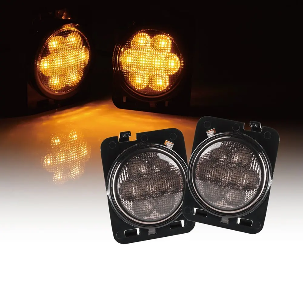 fender signal no DRL Светодиодный светильник для Jeep Wrangler JK 2007-, передний указатель поворота, Желтый Янтарный светильник, боковой светильник, комбинированный объектив для Jeep Wrangler JKU - Цвет: fender signal no DRL