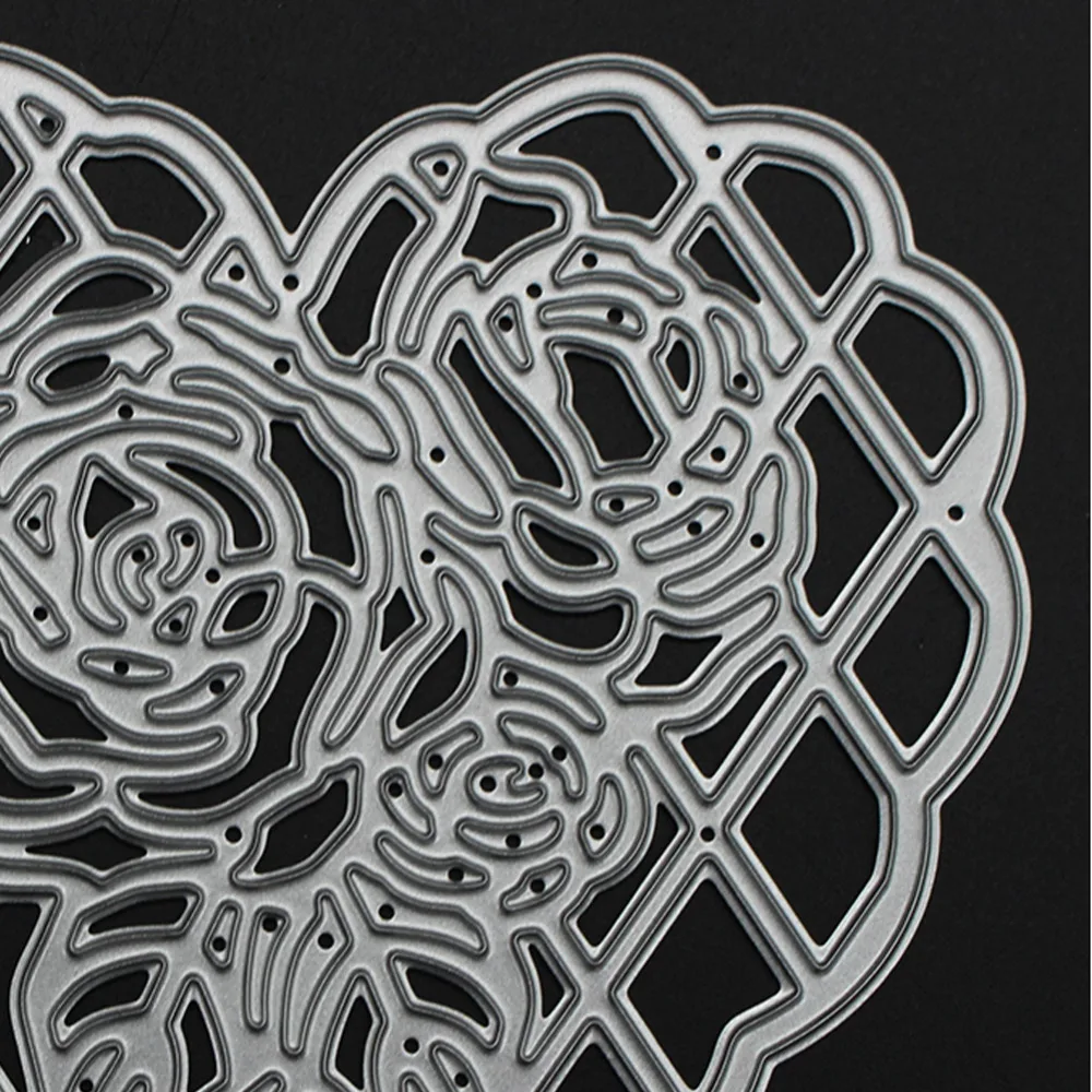 Новые DIY металлические режущие штампы с большим сердечком и розовым узором